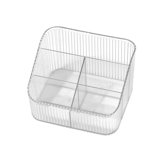 Caixa organizadora acrílica transparente com divisórias para cílios em bancada profissional