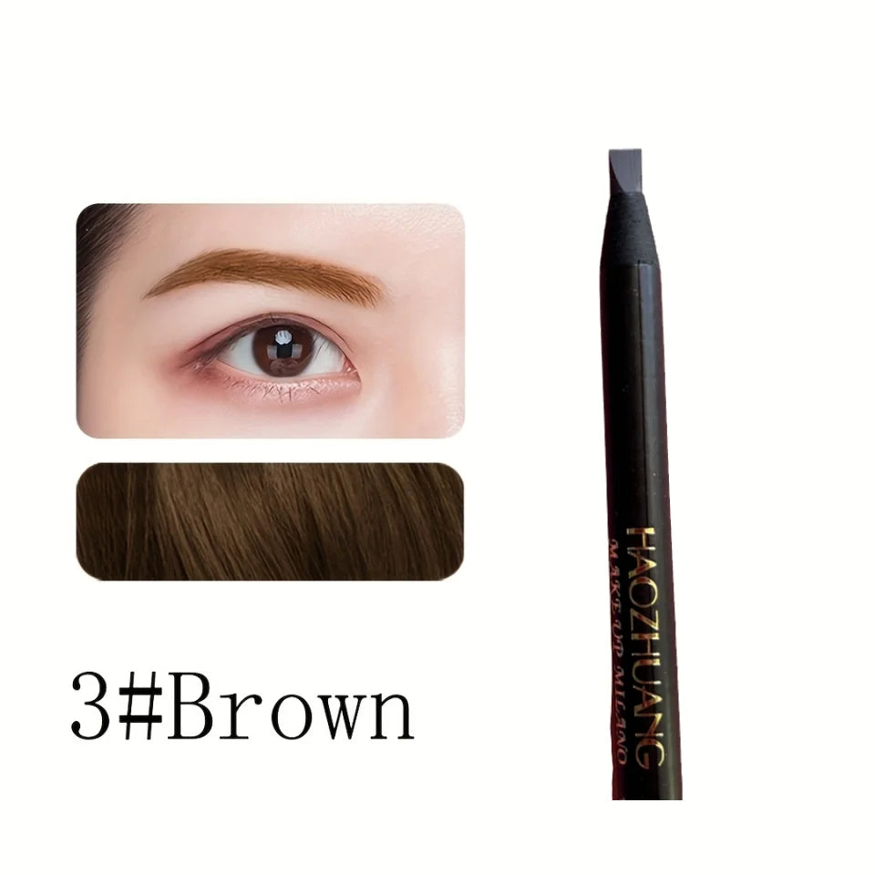 High quality HAOZHUANG pull eyebrow pencil black leather makeup wild line eyebrow pencil hard core flat head pen White pen