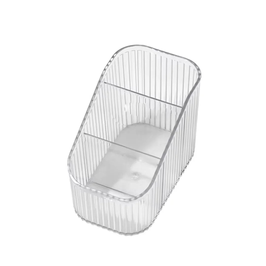 Caixa organizadora acrílica transparente com divisórias para cílios em bancada profissional