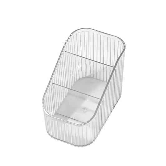 Caixa organizadora acrílica transparente com divisórias para cílios em bancada profissional