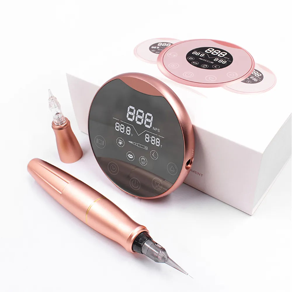 Dermógrafo P90 profissional para micropigmentação com fonte touch e kit completo