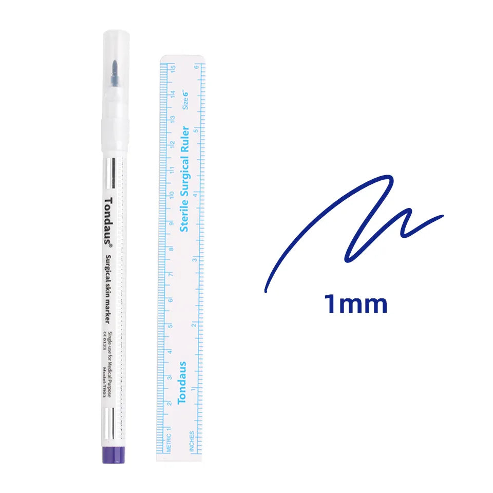 Tattoo Skin Marker Pen Tool Accessories Surgical Skin Marker for Eyebrow 0.5mm/1mm Fixed Point Pen with Ruler Set Tools