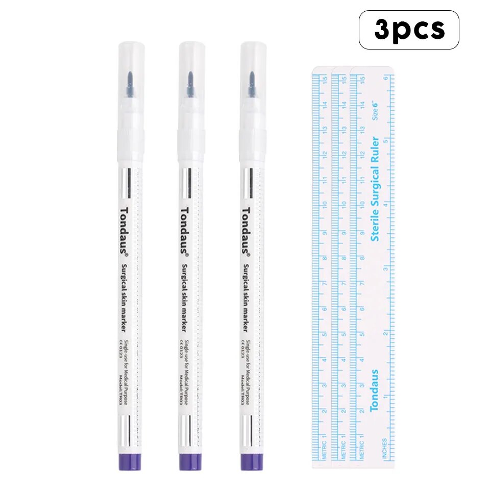 Tattoo Skin Marker Pen Tool Accessories Surgical Skin Marker for Eyebrow 0.5mm/1mm Fixed Point Pen with Ruler Set Tools